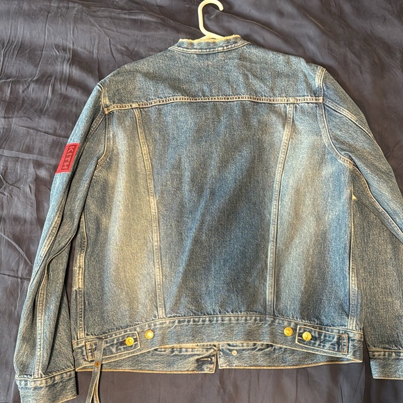 Kith Distressed Denim Jacket with Red Patch - Picture 2 of 2